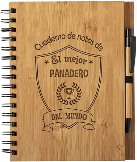 Planetacase Cuaderno de Notas el Mejor Panadero del Mundo - Libreta de Madera Natural con Boligrafo Regalo Original Tamaño A5