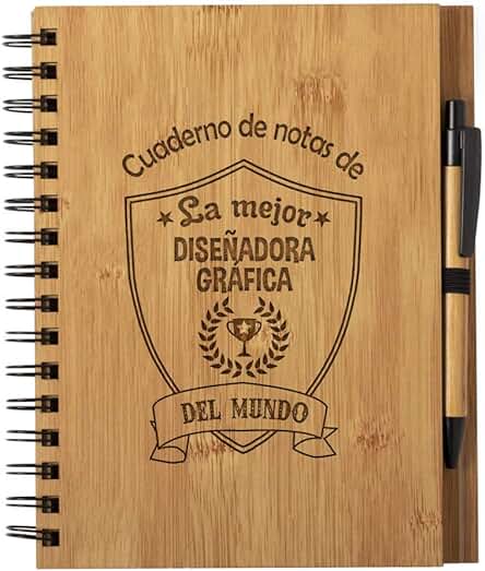 Planetacase Cuaderno de Notas la Mejor Diseñadora Grafica del Mundo - Libreta de Madera Natural con Boligrafo Regalo Original Tamaño A5 Planetacase Cuaderno de Notas la Mejor Diseñadora Grafica del Mundo - Libreta de Madera Natural con Boligrafo Regalo Original Tamaño A5