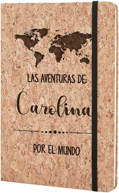 Planetacase Cuaderno de Viaje Personalizado con Nombre - Bonito Cuaderno Viajero Original Corcho Natural Diario Anotaciones Bloc de Notas A5