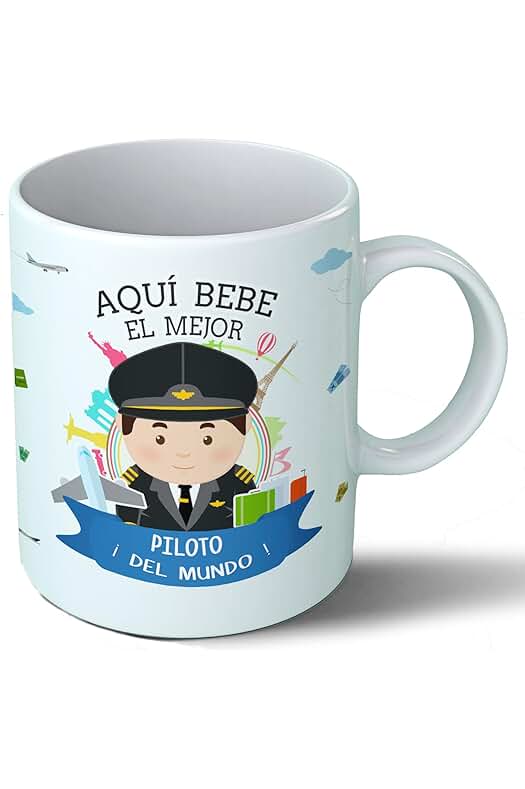 Planetacase Planetacase Taza Desayuno Aquí Bebe el Mejor Piloto de Avion del Mundo Regalo Original Ceramica 330 mL Planetacase Planetacase Taza Desayuno Aquí Bebe el Mejor Piloto de Avion del Mundo Regalo Original Ceramica 330 mL