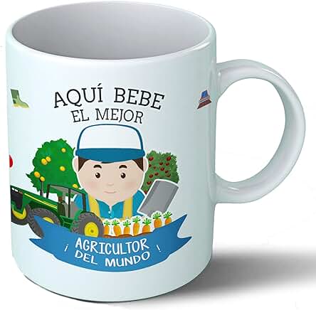 Planetacase Taza Desayuno Aquí Bebe el Mejor Agricultor del Mundo Regalo Original Agricultores Ceramica 330 mL Planetacase Taza Desayuno Aquí Bebe el Mejor Agricultor del Mundo Regalo Original Agricultores Ceramica 330 mL