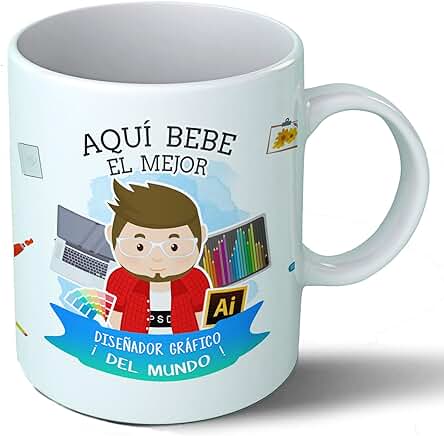Planetacase Taza Desayuno Aquí Bebe el Mejor Diseñador Gráfico del Mundo Regalo Original Ceramica 330 mL Planetacase Taza Desayuno Aquí Bebe el Mejor Diseñador Gráfico del Mundo Regalo Original Ceramica 330 mL