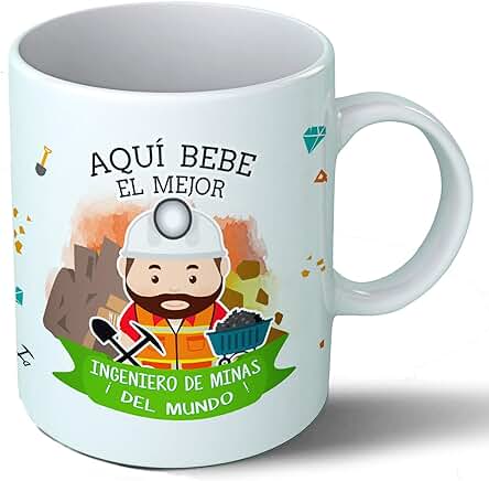 Planetacase Taza Desayuno Aquí Bebe el Mejor Ingeniero de Minas del Mundo Regalo Original Ingenieros Ceramica 330 mL