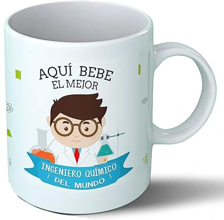 Planetacase Taza Desayuno Aquí Bebe el Mejor Ingeniero Quimico del Mundo Regalo Original Ingenieros Ceramica 330 mL