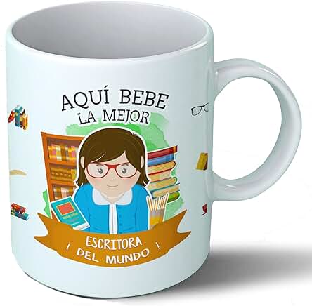 Planetacase Taza Desayuno Aquí Bebe la Mejor Escritora del Mundo Regalo Historia Ceramica 330 mL