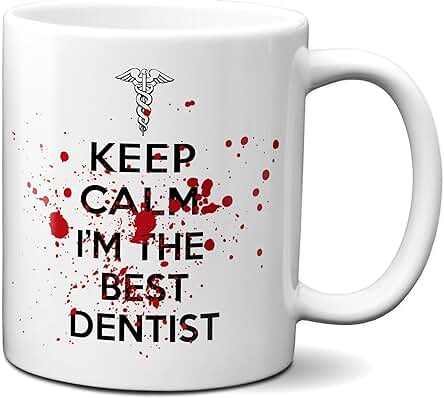 Planetacase Taza Keep Calm I'm The Best Dentist Regalo para Dentistas Ceramica 330 mL