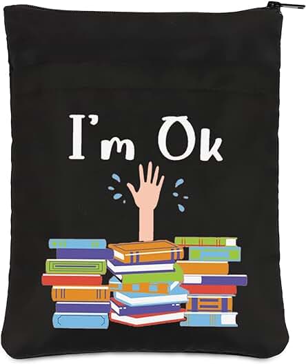 PLITI Divertido Libro para Amantes de los Libros, Biblioteca, Regalo para Lector, Regalo de Libro, Regalo con Texto en Inglés I'm Ok, Protector de Libros Temáticos para Amantes de la Lectura (I'm Ok