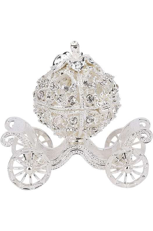Plplaaoo Calabaza Carruaje Rhinestone Decorado Calabaza Carruaje Joyero Artesanía De Metal Regalo Decoración De Mesa, Regalos De Quinceañera, para Regalo De Cumpleaños, Regalo De Fiesta, Regalo De Festival