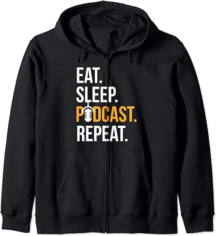 Podcast Shirt Eat Sleep Podcast Repetir Regalo para Podcasters Sudadera con Capucha