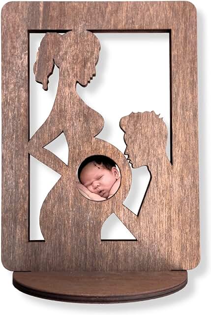 Portafotos de Regalo para Futuras Madres – Porta Ecografía de Embarazo de Madera – Marcos de Fotos – Idea de Regalo – Mamá Embarazada en Espera