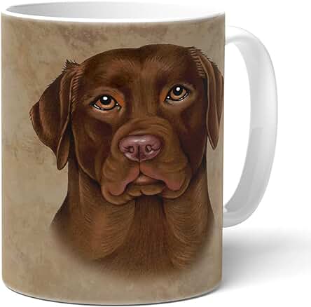 Power gift Taza de Café de LABRADOR CHOCOLATE con Texto en Alemán "Taza de Té". Regalo para Esposas, Maridos y Todos los Amantes de los Perros. Posiblemente tu Futura taza Favorita.