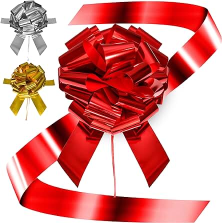 Praknu Lazo Gigante de Regalo para Coche - XXL ø 40 cm - Reutilizable - Montaje Fácil y Rápido - Rojo