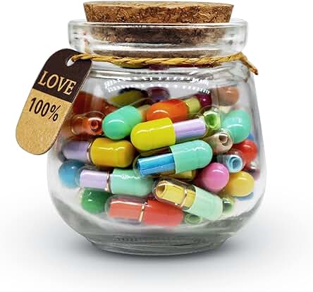 Prounion Mensaje Letras Cápsula en Botellas de Vidrio, 50 PCS Capsule Letters Message Love Happy Letter Pill para Novio, Novia Aniversario, Cumpleaños, San Valentín, Día de la Madre