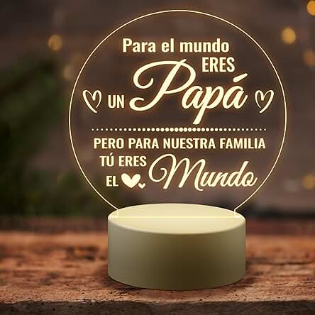 PRSTENLY Regalo Padre, Lámpara de Acrílico Regalos para Papá Papa de Cumpleaños Navidad San Valentin Dia del Padre de Hija e Hijo