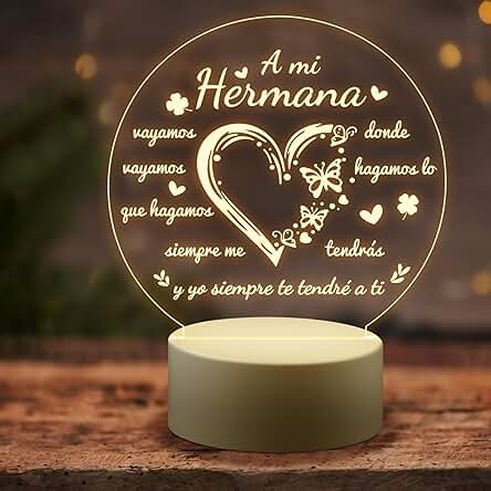 PRSTENLY Regalos Originales para Hermanas, Lámpara de Acrílico Regalo para Mujer Amigo Hermana de Cumpleaños Navidad San Valentin