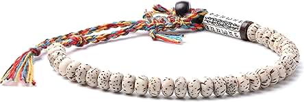 Pulsera Budista Tibetana con Semilla de Bodhi Om Mani Padme Hum Mantra, Blanco, Taille Unique Pulsera Budista Tibetana con Semilla de Bodhi Om Mani Padme Hum Mantra, Blanco, Taille Unique