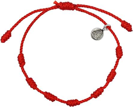 Pulsera Virgen del Rocio en Plata - Pulsera 7 Nudos roja con Medalla Virgen del Rocio - Se Envía en una caja para Regalar