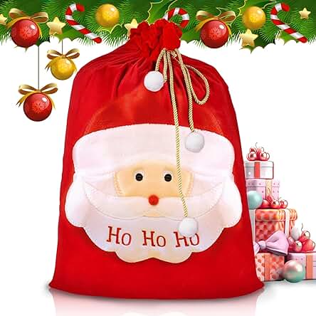 Purpledi Saco de Papa Noel-Bolsa de Navidad de Terciopelo, Extragrande de Santa Claus Decoraciones, Bolsa de Santa con Cordón con Dibujos Impresos Bonitos 100 x 70 cm Purpledi Saco de Papa Noel-Bolsa de Navidad de Terciopelo, Extragrande de Santa Claus Decoraciones, Bolsa de Santa con Cordón con Dibujos Impresos Bonitos 100 x 70 cm