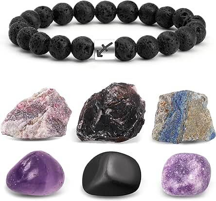 QianCannaor Piedras y Cristales Curativos, Pulsera Piedra Natural Zodiaco, Regalos de Astrología para Mujeres/Hombres
