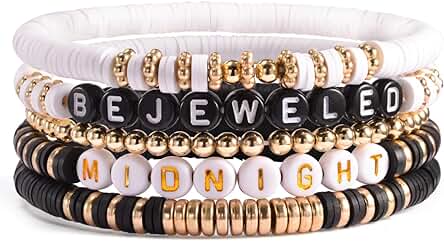 QianSiLi Pulsera Swiftie Pulseras Inspiradas en Tay Regalos para Swifties Pulseras de Amistad para Niñas Adolescentes y Mujeres, 5 PCS Pulseras Apilables Coloridas Verano Vacaciones (Midnight),