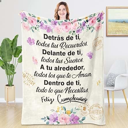 Rebundex Regalo Cumpleaños Mujer Regalos Originales para Mujer Cumpleanos Regalo Cumpleaños para Madre Amiga Novia Abuela Regalo Franela Mantas 1.3m X 1.5m