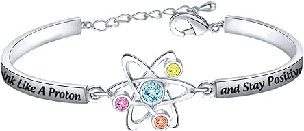 Regalo de Ciencia Atómica, Regalo Químico, Piensa como un Protón y Permanece Positivo, Pulsera de Ciencia Química, Regalo de Joyería para Científicos, Físicos, Químicos, Profesores Graduados, S, Cobre