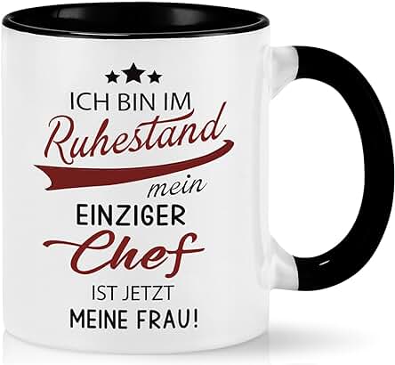 Regalo de Jubilación para Jubilados, taza de Café, Regalo de Jubilación para Hombres, Regalo para Jubilación, Regalo de Despedida - Mi jefe es Ahora mi Esposa, Negro y Blanco