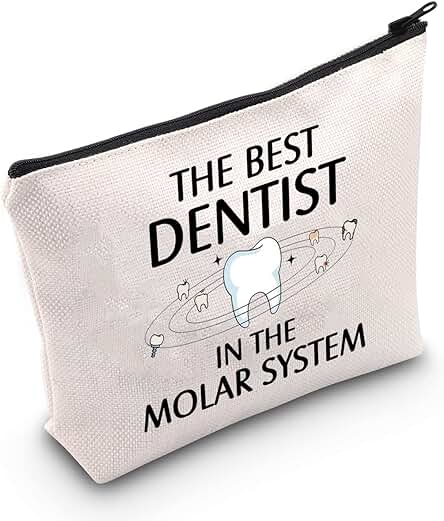 Regalo de Odontología, Regalo para Estudiantes Dentales, el Mejor Dentista en el Sistema Molar, Bolsa de Cosméticos (el Mejor Dentista del Reino Unido), White