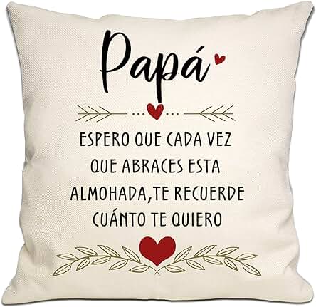 Regalo de Papá de Hija Hijo Espero Que Cada Vez Que Abraces Este Cojín te Recuerde lo Mucho Que te Quiero Funda de Cojín Regalo de Papá para Cumpleaños Día del Padre Navidad(papá)