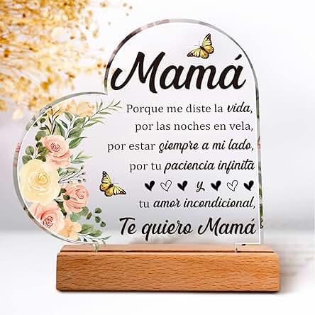 Regalo Dia de la Madre, Regalos Mamá, Regalos para Madre, Regalos para el día de la Madre Placa Acrílica, Regalos de Cumpleaños para Mamá, Regalos para la Madre de hija e hijo