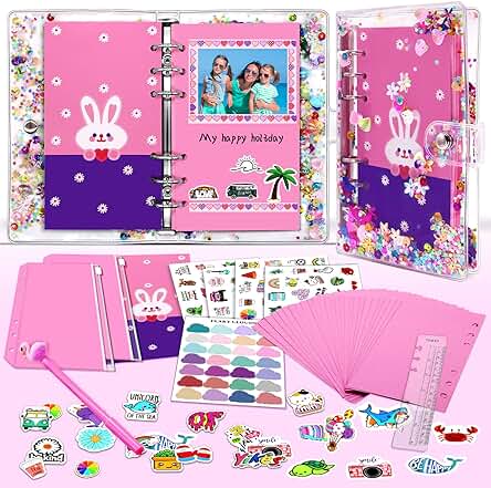 Regalo DIY Scrapbook set, Juego de Diario Bullet, Juego de Escritura Planificador Presupuestario para Niños 6 7 8 9 10 11 12 13 Años