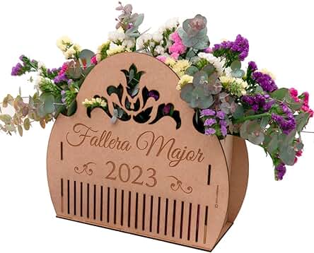 Regalo Fallera Mayor - Regalos Fallera Mayor Infantil - caja en Forma de Peineta Fallera con Flores Statice Personalizada