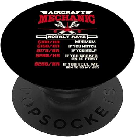 Regalo Mecánico de Avión Divertido Tarifa por hora Aviación PopSockets PopGrip: Agarre Intercambiable para Teléfonos y Tabletas