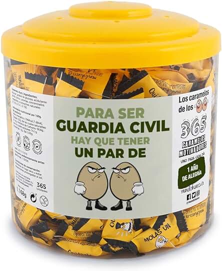 Regalo Original. Tarro con 365 Caramelos Motivadores. Para ser Guardia Civil hay que Tener un par de Huevos. Un Caramelo Motivador para cada dia del año