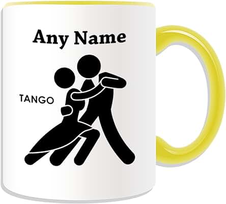 Regalo Personaliseitonline - Esquema Tango taza (danza Rénovation, Colores) - Nombre/mensaje en su único - Bailarín Foxtrot Vals Salón, Cerámica, Amarillo