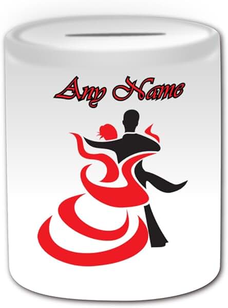 Regalo Personaliseitonline - Esquema Vals caja de Dinero (diseño de Baile Tema, Blanco) - Nombre/mensaje en su único - Bailarín Foxtrot Tango Salón