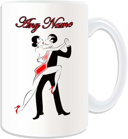 Regalo Personaliseitonline - gran Tango taza (diseño de Baile Tema, Blanco) - Nombre/mensaje en su único - Bailarín Foxtrot Vals Salón