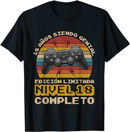 Regalo de Cumpleaños 18 Años Gamer, Nivel 18 Completo Camiseta