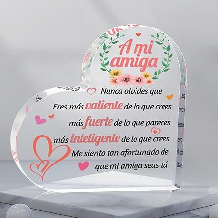 Regalos Amiga, TheGiffter Adornos Acrílicos en Forma de Corazón Regalo Mujer Amiga Cumpleaños, Regalo Amigas, Regalos Amiga Navideños Acción de Gracias, Regalos Originales para Mujer