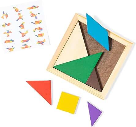 Regalos Cumpleaños Niños Colegio, Puzzle Tangram De Madera 30 Unidades con 7 Piezas Para Piñata, Comunión, Detalle Invitados. Juegos Educativos Para Bolsas De Cumpleaños Infantiles, Juegos Infantiles.