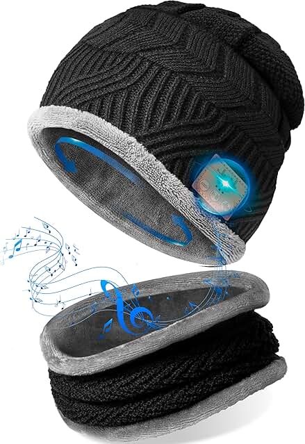 CHEERFUN Regalos Hombre Originales Gorro Bluetooth - Ideas Regalo Hombre Adolescentes Amigo Invisible Regalos Papa Novio Navidad, Gorro con Auriculares Bluetooth Invierno Deporte para Musica Correr Senderismo