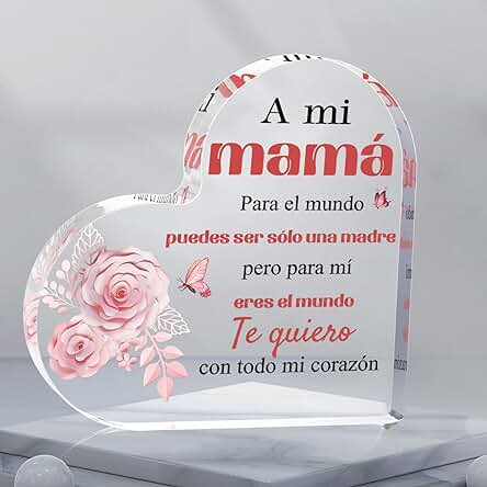 Regalos Madre, TheGiffter Adornos Acrílicos en Forma de Corazón para Mama, Regalos Originales para Madres, Regalos para el Día de la Madre, Cumpleaños, Navideños, Acción de Gracias