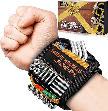 Regalos Originales Hombre Pulsera Magnética - Regalos Navidad Amigo Invisible Regalos Pulsera Magnética Con 15 Potentes Imanes Herramientas Bricolaje Fijar Uñas Tornillo Tuerca para Hombres Maquinaria