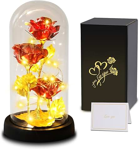 Regalos Para Ella,Regalos Para Mujeres,Rosa Eterna,Regalo de Rosa de Flores Artificiales para Mujeres Mamá Esposa, Flor de Rosa en Cúpula de Cristal, Regalo para Cumpleaños Aniversario Navidad