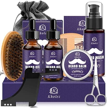 Regalos Para Hombres, Kit Cuidado Barba Para Hombres Con Aceite De Barba, Champú Barba, BáLsamo Barba,Modelador De Barba, Kit De Cuidado Para La Barba, Regalo Dia del Padre Para Hombre Cumpleaños