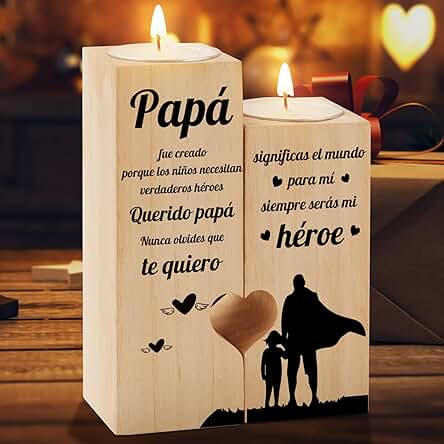 Regalos para Papa, KAAYEE Forma del Corazón Candelabro Regalo Papa Cumpleaños, Regalo para Padre Desde Hijas e Hijo, Regalos Papa Navideños Regalos Papá Acción de Gracias (M, Papá)