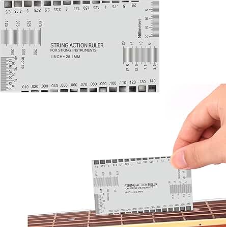 Regla de Guitarra, Regla de Acción de Cuerda, Guitarra Acción Regla, Herramienta de Calibre de Guitarra Multifunción de Doble, Regla de Medición de Guitarra para Guitarra Eléctrica, Acústica y Bajo