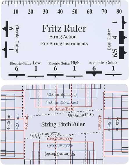 Regla de Guitarra, Regla de Guitarra, Regla de Acción de Cuerda, Herramienta Multifunción de Guitarra de Doble Cara, Regla de Calibre de Acción de Cuerda de Guitarra para bajo Eléctrico