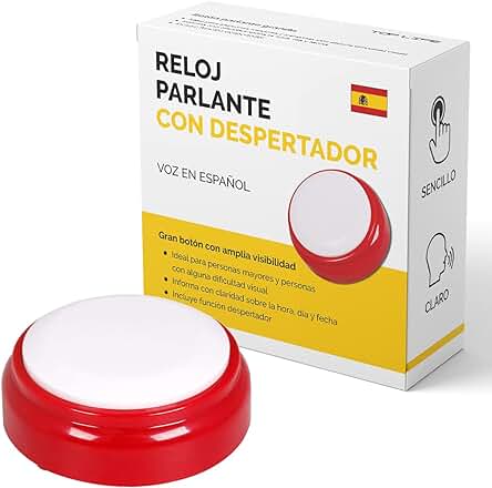Reloj Parlante con Voz en Español - Para Personas con Discapacidad Visual, Ciegas, de Edad Avanzada, Alzheimer - Ideal como Regalo para Abuelos - Despertador con Alarma Sin Luz Reloj Parlante con Voz en Español - Para Personas con Discapacidad Visual, Ciegas, de Edad Avanzada, Alzheimer - Ideal como Regalo para Abuelos - Despertador con Alarma Sin Luz