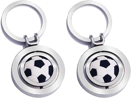 RIXERKOC Llavero de Fútbol Giratorio 3D, Regalo de Cumpleaños para Aficionados al Fútbol y Entrenadores, Negro y Blanco, M